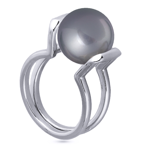 Кольцо (Майорка 12мм серо-голубая; покрытие родий)