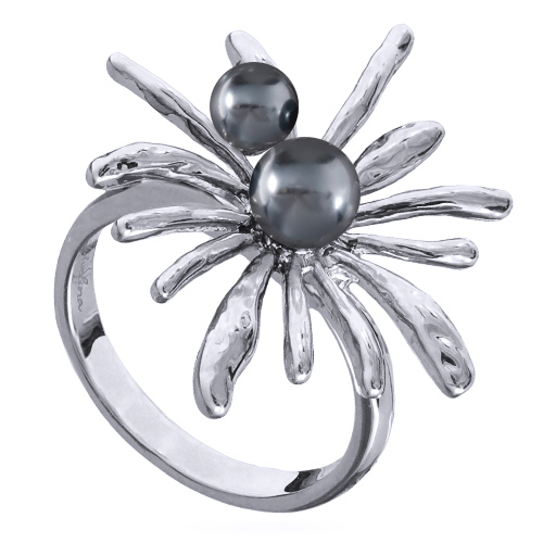 Кольцо Вспышка (Майорка 4-5мм темно-серая; покрытие родий)