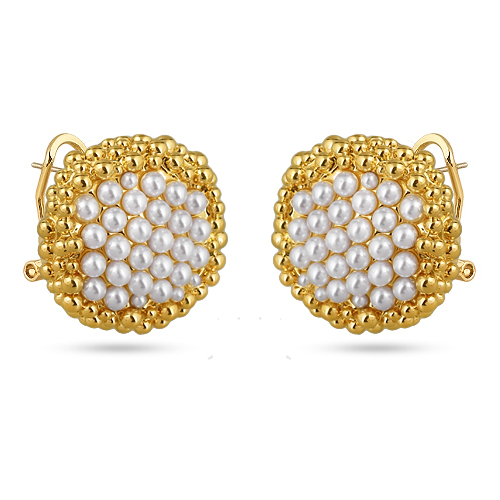 Серьги (Майорка белая; покрытие золото)