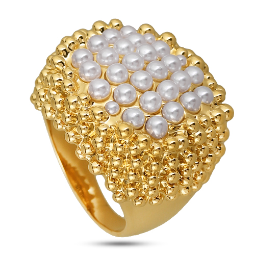 Кольцо (Майорка белая; покрытие золото)