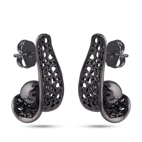 Серьги (Майорка 10мм черный металлик; покрытие черный родий)