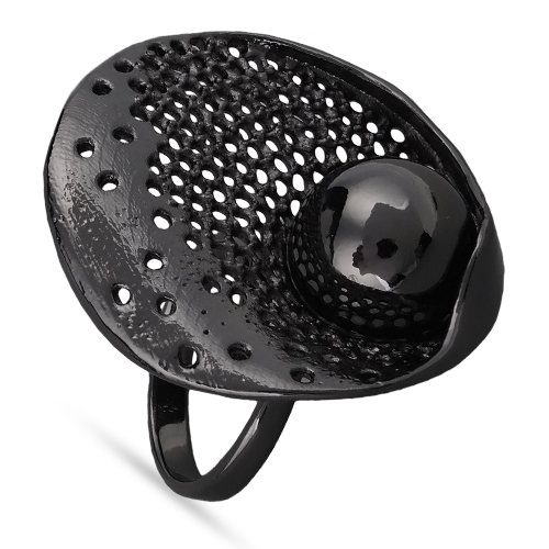 Кольцо (Майорка 14мм черный металлик; покрытие черный родий)