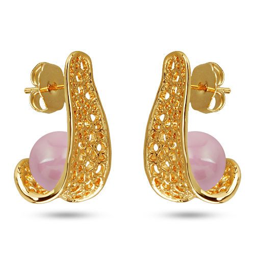 Серьги (Майорка 10мм нежный персик; покрытие золото)