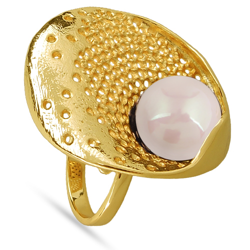 Кольцо (Майорка 14мм нежный персик; покрытие золото)