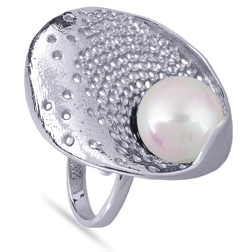 Кольцо (Майорка 14мм белая; покрытие родий)