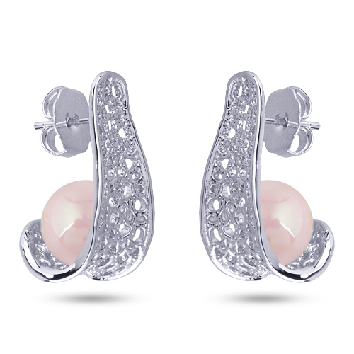 Серьги (Майорка 10мм холодно-розовый; покрытие родий)