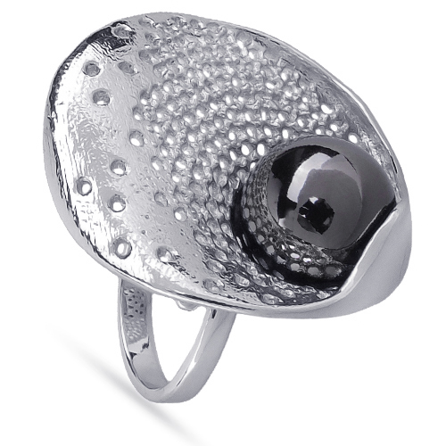 Кольцо (Майорка 14мм черный металлик; покрытие родий)