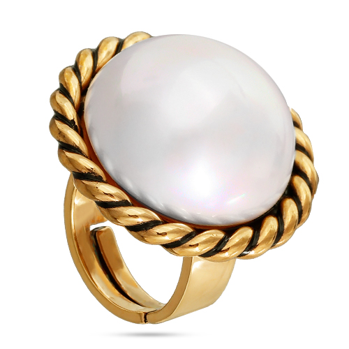 Кольцо old money (Майорка 22мм белая; покрытие золото)