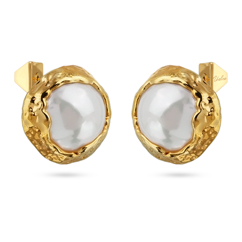 Серьги old money (Майорка 18мм белая; покрытие золото)