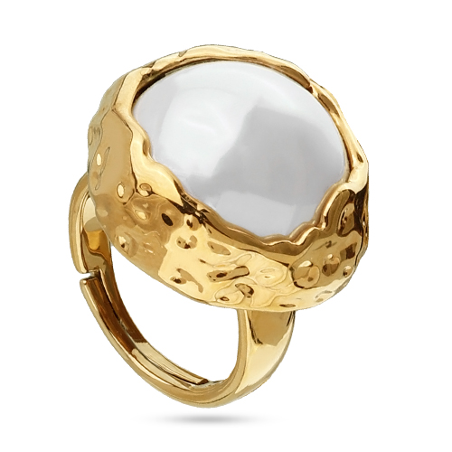 Кольцо old money (Майорка 18мм белая; покрытие золото)