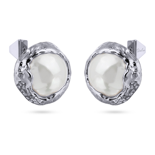 Серьги old money (Майорка 18мм белая; покрытие родий)