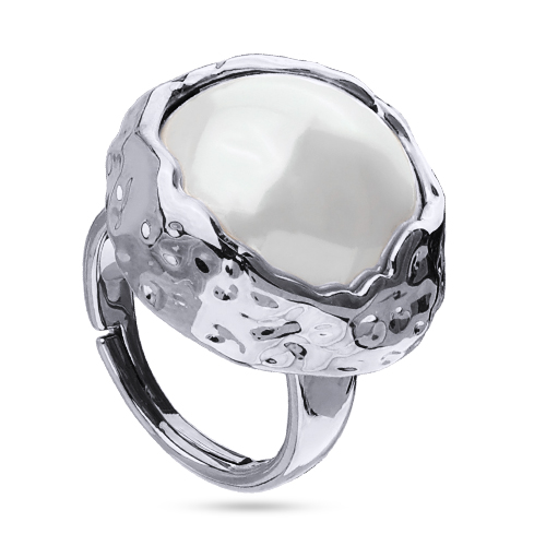 Кольцо old money (Майорка 18мм белая; покрытие родий)