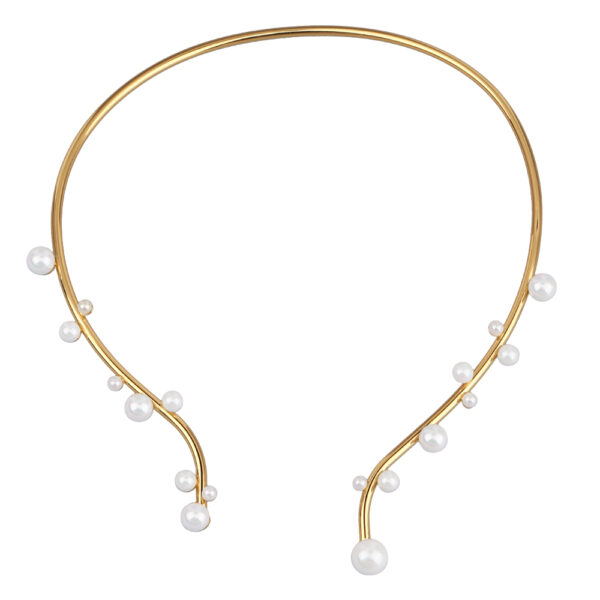 Колье Просекко (Майорка 4-10мм белая; покрытие золото)