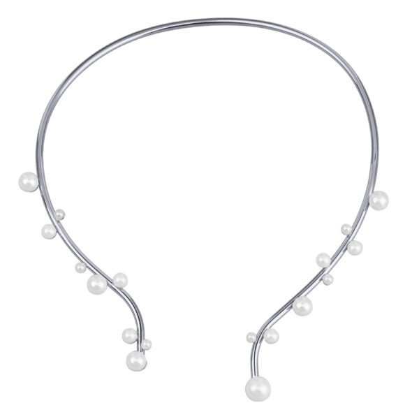 Колье Просекко (Майорка 4-10мм белая; покрытие родий)