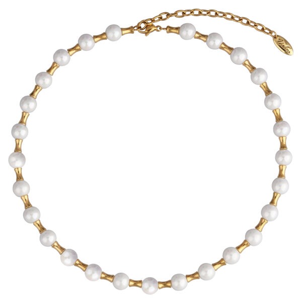 Колье Акварель (Майорка 8мм белая; покрытие золото) 40-47см