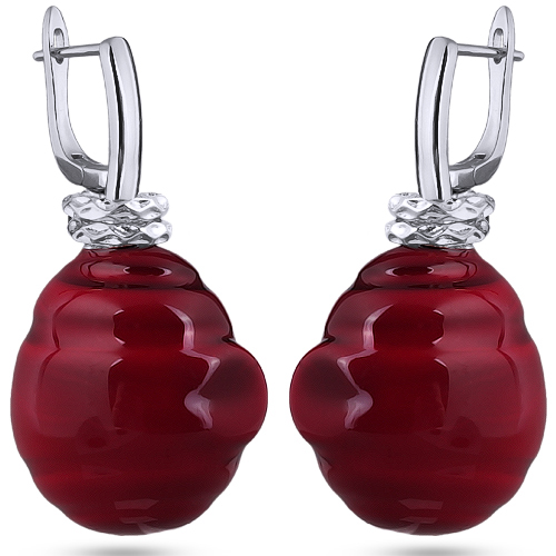 Серьги (Майорка 18мм вишневая; покрытие родий)