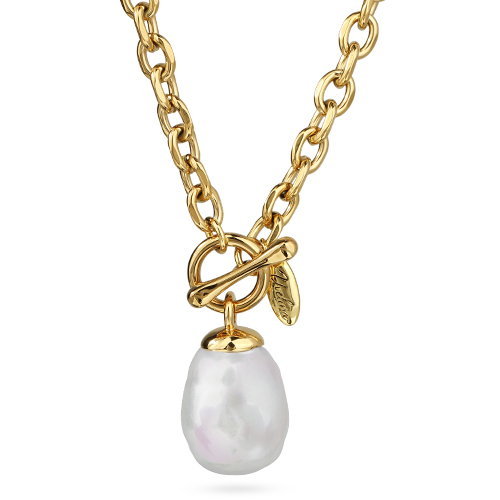 Кулон Якорь (Майорка 18мм белая; покрытие золото) 50см