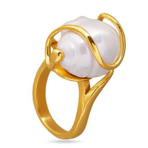 Кольцо (Майорка 14мм белая; покрытие золото)