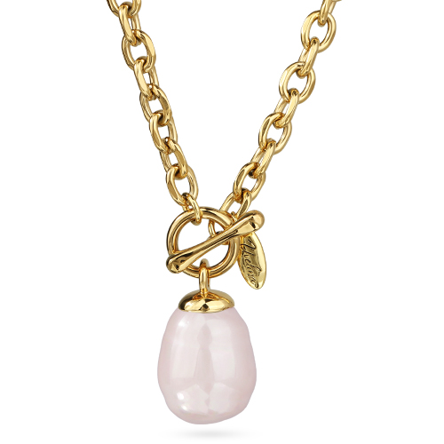 Кулон Якорь (Майорка 18мм холодно-розовая; покрытие золото) 50см