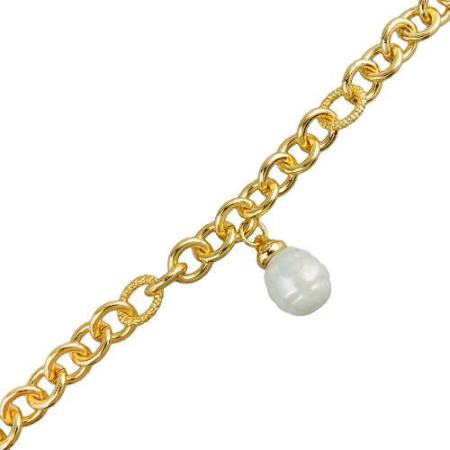 Браслет (Майорка 14мм медовая роса; покрытие золото) 18-23см