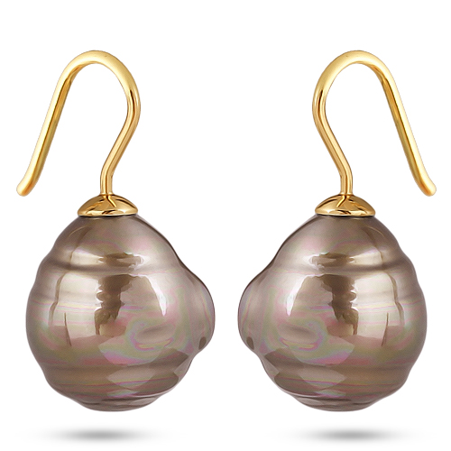 Серьги (Майорка 14мм барочная золотистая; покрытие золото)