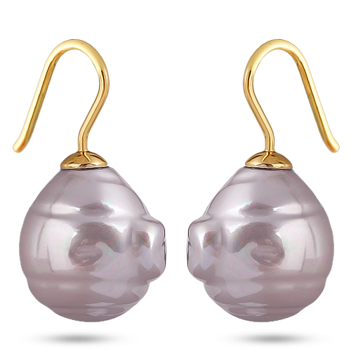 Серьги (Майорка 14мм барочная светло-сиреневая; покрытие золото)