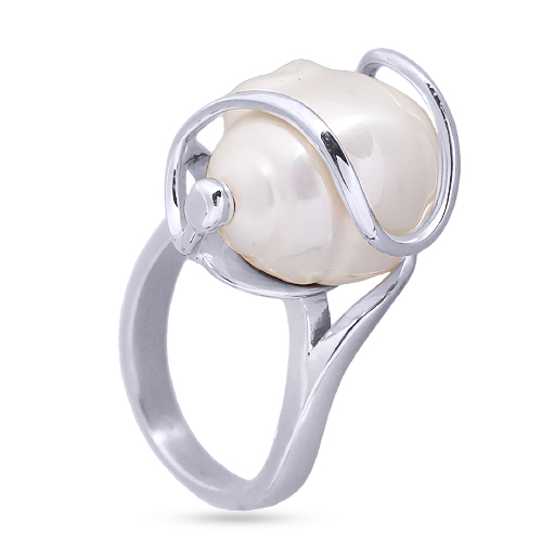 Кольцо (Майорка 14мм белая; покрытие родий)