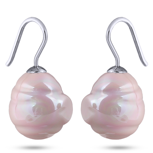 Серьги (Майорка 14мм барочный холодно-розовый; покрытие родий)