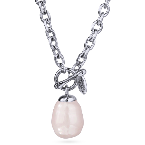 Кулон Якорь (Майорка 18мм холодно-розовая; покрытие родий) 50см