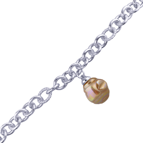 Браслет 18-23см (Майорка 14мм золотистая; покрытие родий)