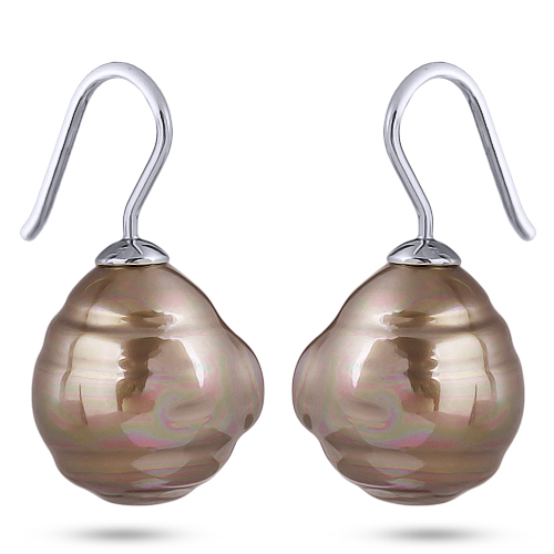 Серьги (Майорка 14мм барочная золотистая; покрытие родий)