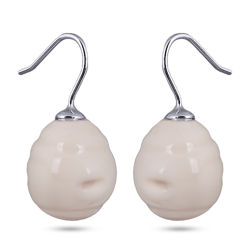 Серьги (Майорка 14 мм барочая бледно-голубая; покрытие родий)