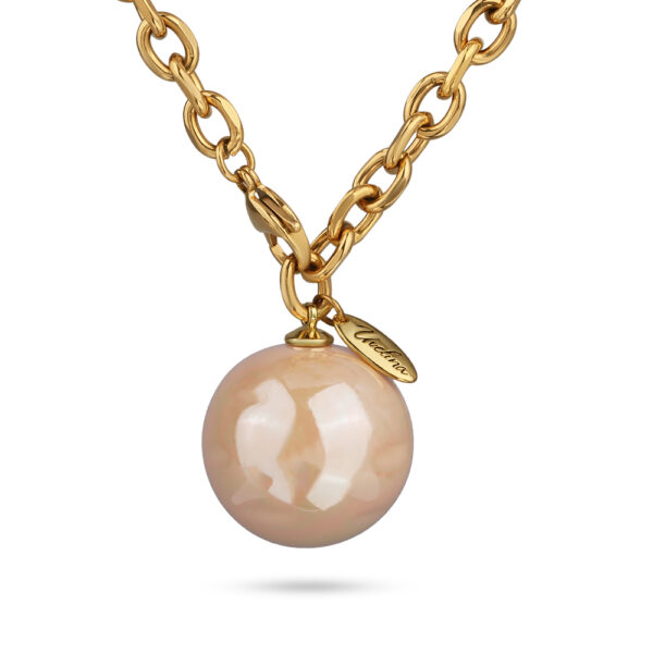 Кулон (Майорка 25мм розовая; покрытие золото 95см)