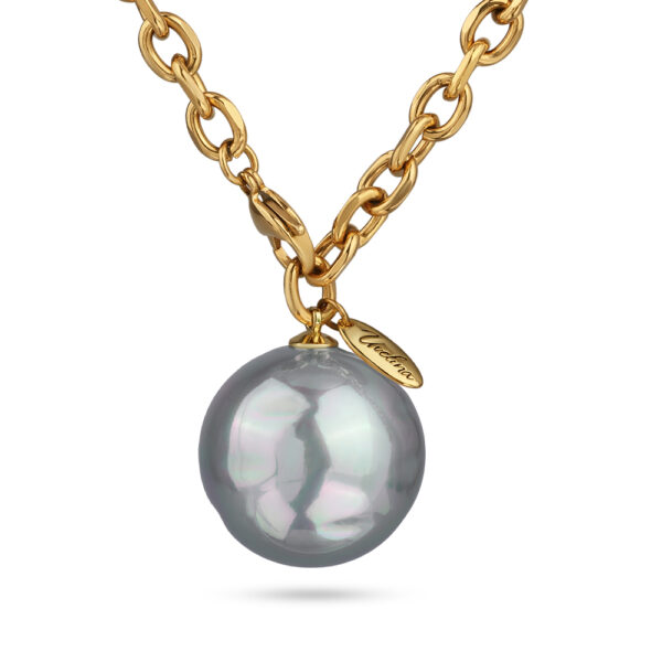 Кулон (Майорка 25мм серо-голубая; покрытие золото 95см)