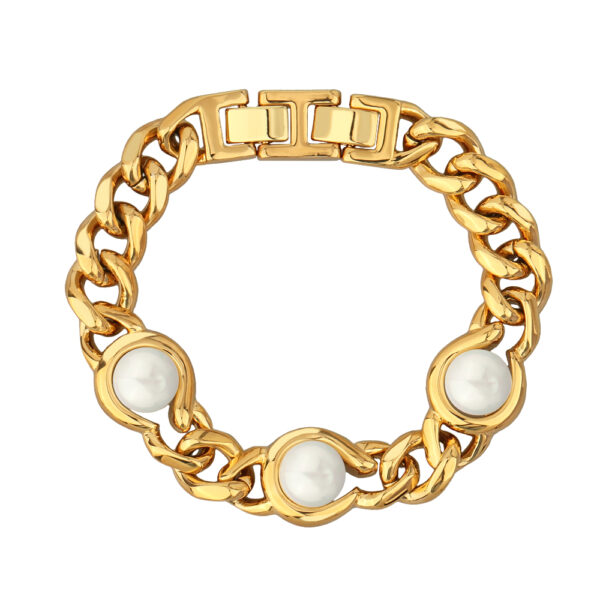 Браслет Знаки (Майорка белая 12мм; покрытие золото) 18-20см