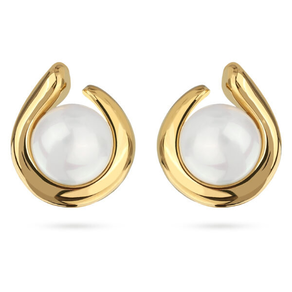 Серьги Знаки (Майорка белая 12мм; покрытие золото)