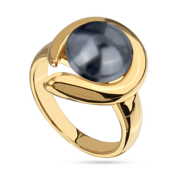 Кольцо Знаки (Майорка темно-серая 12мм; покрытие золото)