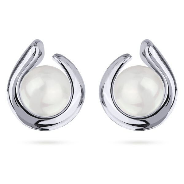 Серьги Знаки (Майорка белая 12мм; покрытие родий)