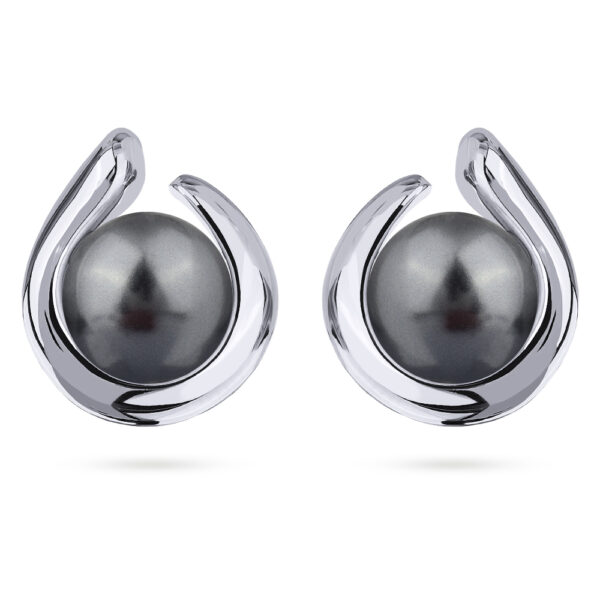 Серьги Знаки (Майорка темно-серая 12мм; покрытие родий)