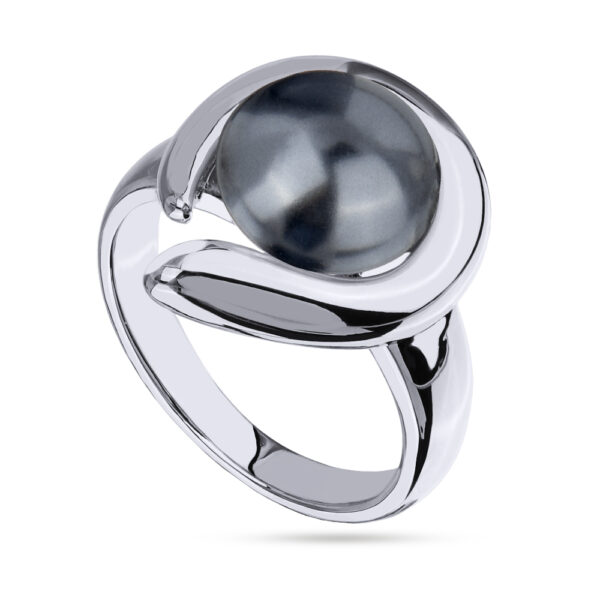Кольцо Знаки (Майорка темно-серая 12мм; покрытие родий)