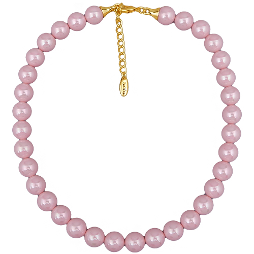 Бусы (Майорка 12мм розовая; покрытие золото) 38-45см