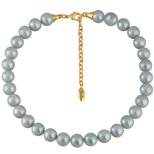 Бусы (Майорка 12мм голубая; покрытие золото) 38-45см