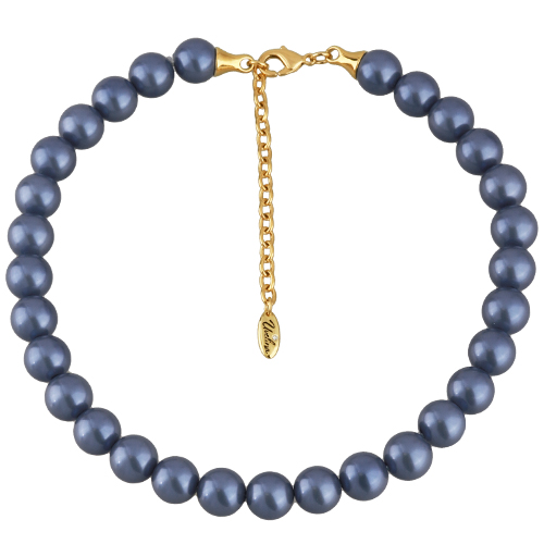 Бусы (Майорка 12мм черничная; покрытие золото) 38-45см