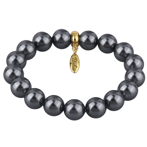 Браслет (Майорка 12мм темно-серая; покрытие золото)