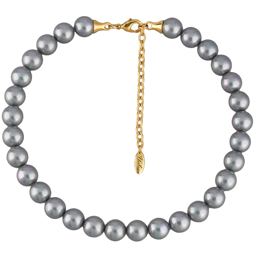 Бусы (Майорка 12мм серо-голубая; покрытие золото) 38-45см