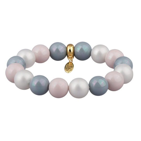 Браслет (Майорка 12мм белая, розовая, голубая; покрытие золото)