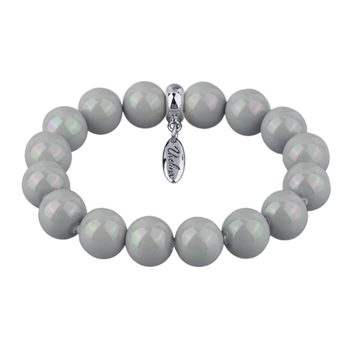 Браслет (Майорка 12мм голубая; покрытие родий)