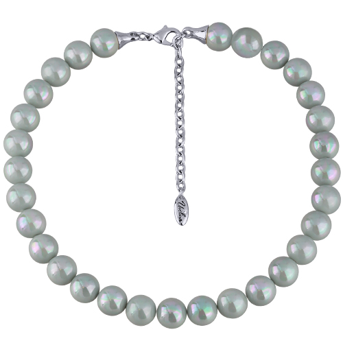 Бусы (Майорка 12мм голубая; покрытие родий) 38-45см