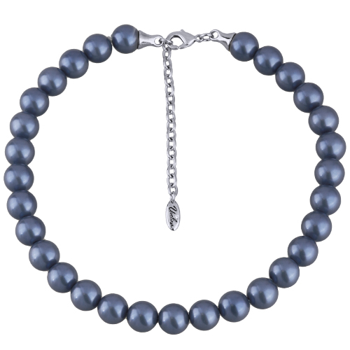 Бусы (Майорка 12мм черничная; покрытие родий) 38-45см