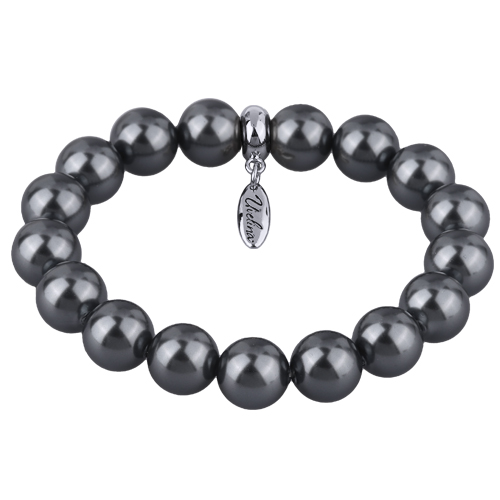 Браслет (Майорка 12мм темно-серая; покрытие родий)